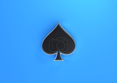 Photo for Aces playing cards symbol spades with black colors isolated on the blue background. Top view. 3d render illustration - Royalty Free Image