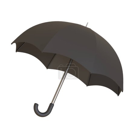 Schwarzer Regenschirm isoliert auf weißem Hintergrund. 3D rendering 3D illustration