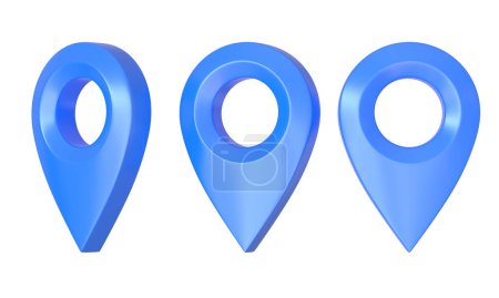 Foto de Puntero de mapa realista aislado sobre fondo blanco. Icono de marcador de mapa azul. Ilustración 3d render 3d - Imagen libre de derechos