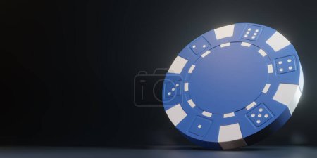 Photo for Casino chips isolated on the black background. Casino game 3D chips. Online casino banner. Blue chip. Gambling concept. 3D rendering illustration - Royalty Free Image