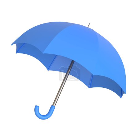 Téléchargez les photos : Parapluie bleu isolé sur fond blanc. Reproduction 3D Illustration 3D - en image libre de droit