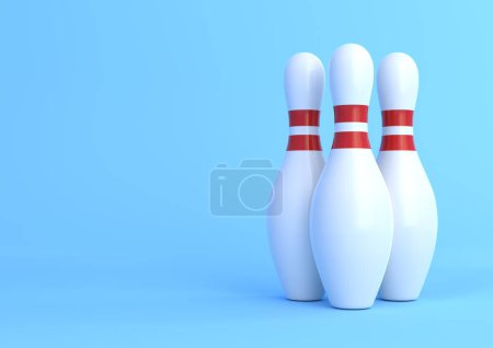 Photo for White skittles isolated on pastel blue background. Minimal creative concept. 3D rendering illustration - Royalty Free Image