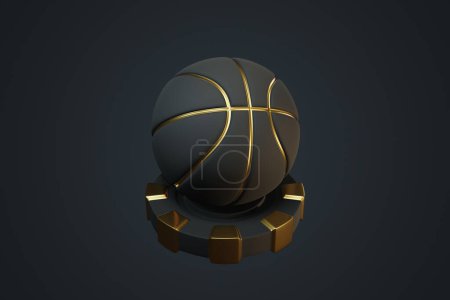 Photo for Poker chip and basketball on a dark background. 3d rendering illustration - Royalty Free Image
