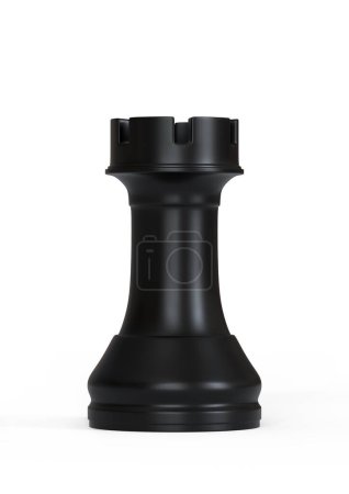 Téléchargez les photos : Realistic Chess Black Rook Gaming Figure for Strategic Business Game or Hobby Leisure. Figurine de jeu d'échecs. leader succès concept d'entreprise. Illustration 3d, rendu 3d - en image libre de droit