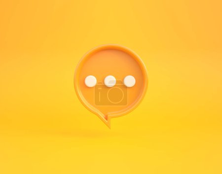 Photo for 3D Minimal round yellow chat bubble isolated on a yellow backgro - Royalty Free Image