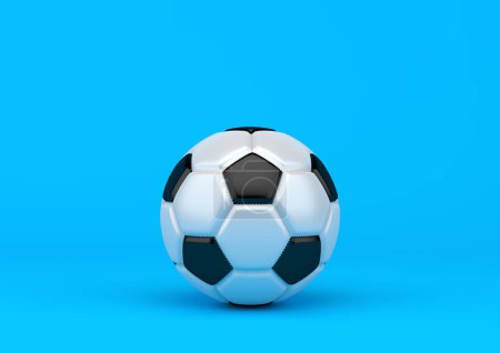 Photo for Soccer ball on pastel blue background. Minimal creative concept. 3D render illustration - Royalty Free Image