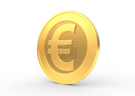 Photo for Gold coin with euro sign isolated on a white background. 3d rendering illustration - Royalty Free Image