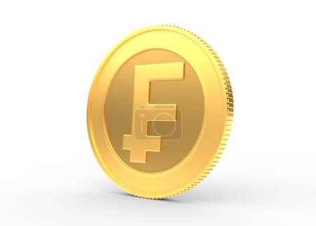 Photo for Gold coin with franc sign isolated on a white background. 3d rendering illustration - Royalty Free Image
