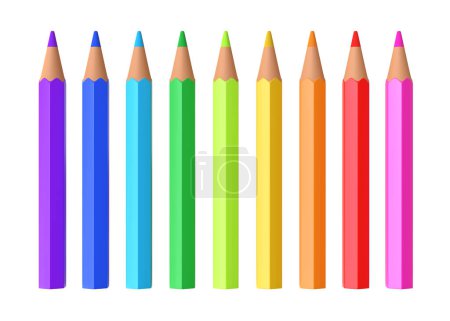 Foto de Conjunto de lápices o lápices de colores multicolores realistas aislados sobre fondo blanco. ilustración de renderizado 3d - Imagen libre de derechos