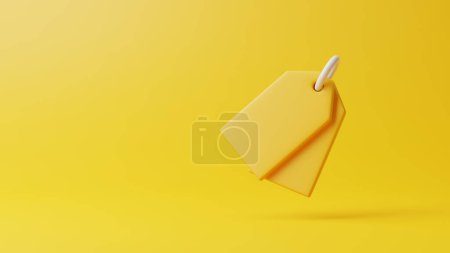 Foto de Etiqueta de precio vacío, etiqueta, cupón de descuento sobre fondo amarillo. Ilustración de representación 3D - Imagen libre de derechos