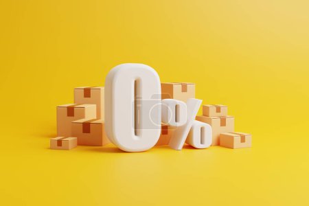 Percent sign with a bunch of boxes in the background. Yellow background. 3d render illustration