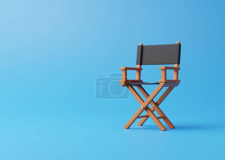 Photo for Director chair on blue background. Movie industry concept. Cinema production design concept. 3d rendering illustration - Royalty Free Image