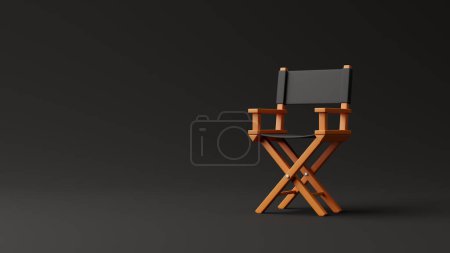 Photo for Director chair on black background. Movie industry concept. Cinema production design concept. 3d rendering illustration - Royalty Free Image