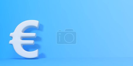 Symbol euro on a blue background. Money sign. Minimal creative concept. 3d rendering 3d illustration