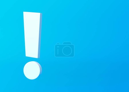 Photo for White exclamation mark on blue background. Minimal ideas concept. 3D rendering, 3D illustration - Royalty Free Image