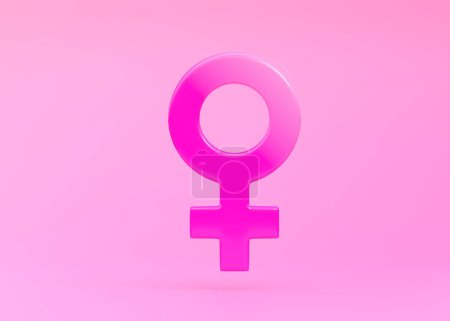 Photo for Female symbol on bright pink background in pastel colors. Minimalist concept. Sexual symbols. Sign of venus. Gender icon. Woman symbol. 3d Render 3d Illustration - Royalty Free Image