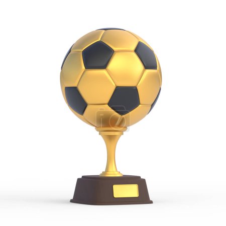 Photo for Football trophy cup isolated on white background. Sport tournament award, gold winner cup and victory concept. 3d rendering illustration - Royalty Free Image