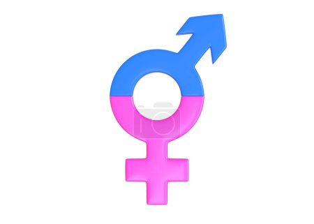 Foto de Símbolo transgénero aislado sobre fondo blanco. Símbolos sexuales. Icono de género. Símbolo LGBT. Render 3d Ilustración 3d - Imagen libre de derechos