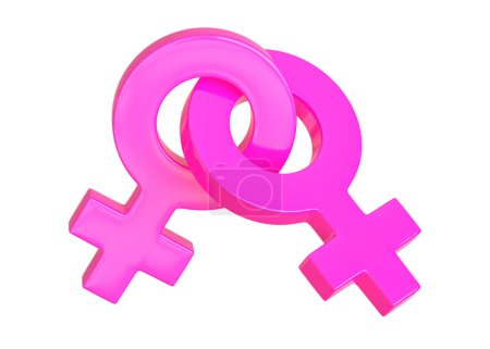 Foto de Símbolo de género LGBT femenino aislado sobre fondo blanco. Símbolos sexuales. Signo de Venus. Icono de género. Símbolo mujer. Render 3d Ilustración 3d - Imagen libre de derechos