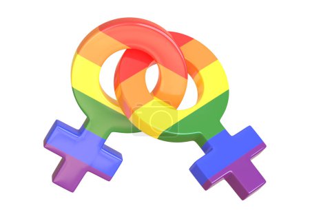 Foto de Símbolo de género LGBT femenino aislado sobre fondo blanco. Símbolos sexuales. Signo de Venus. Icono de género. Símbolo mujer. Render 3d Ilustración 3d - Imagen libre de derechos