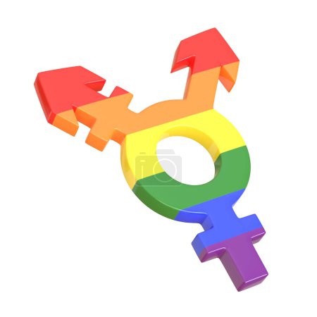 Photo for Transgender Symbol isolated on white background. Sexual symbols. Gender icon. LGBT Symbol. 3d Render 3d Illustration - Royalty Free Image