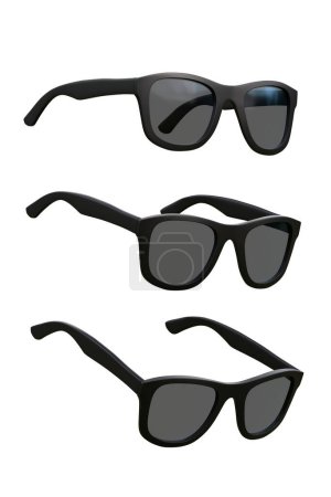 Téléchargez les photos : Ensemble de lunettes noires isolées sur fond blanc. 3d rendu illustration 3d - en image libre de droit
