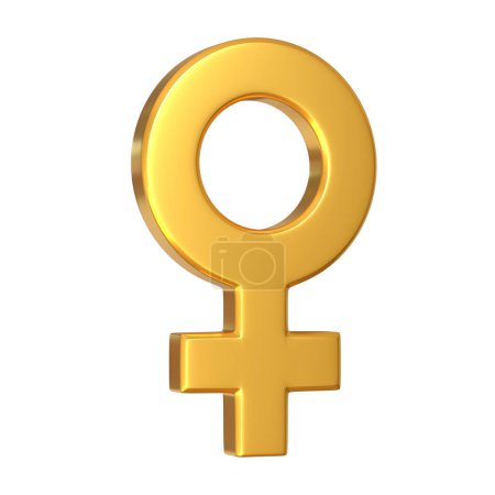 Photo for Gold Female symbol on white background. Sexual symbols. Sign of venus. Gender icon. Woman symbol. 3d Render 3d Illustration - Royalty Free Image