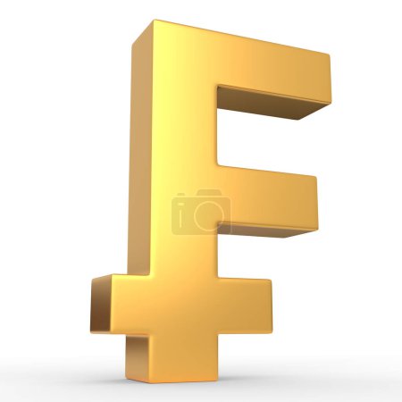 Photo for Golden pound sign isolated on white background. 3d rendering illustration - Royalty Free Image
