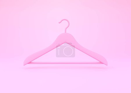Photo for Pink hanger on a pink background with copy space. Front view. 3D rendering 3D illustration - Royalty Free Image