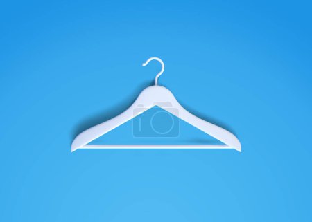Photo for White hanger on a blue background with copy space. Top view. 3D rendering 3D illustration - Royalty Free Image