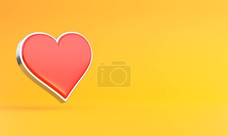 Téléchargez les photos : As cartes à jouer symbole coeurs avec des couleurs rouges isolés sur le fond jaune. Illustration de rendu 3D - en image libre de droit