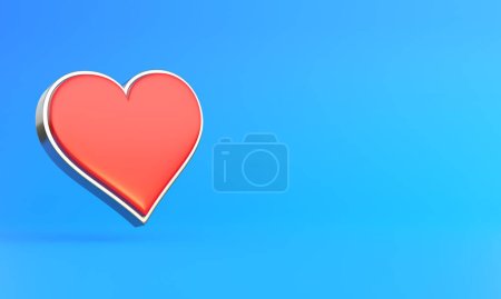 Téléchargez les photos : As cartes à jouer symbole coeurs avec des couleurs rouges isolés sur le fond bleu. Illustration de rendu 3D - en image libre de droit