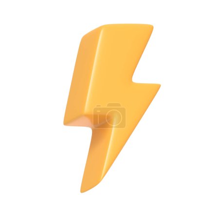 Photo for Lightning bolt icon isolated on white background. 3D icon, sign and symbol. Cartoon minimal style. 3D Rendering Illustration - Royalty Free Image