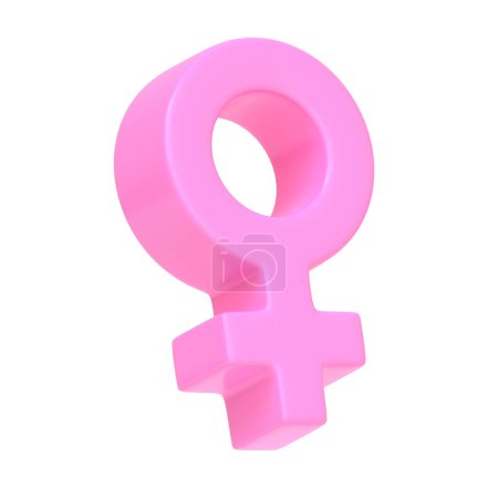 Téléchargez les photos : Symbole femme rose isolé sur fond blanc. Icône, signe et symbole 3D. Dessin animé style minimal. Illustration de rendu 3D - en image libre de droit