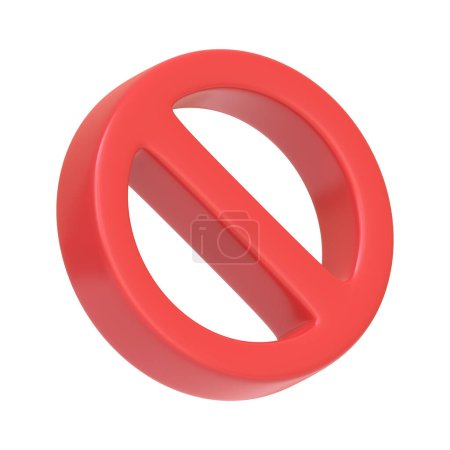 Téléchargez les photos : Rouge interdit symbole isolé sur fond blanc. Icône, signe et symbole 3D. Dessin animé style minimal. Illustration de rendu 3D - en image libre de droit