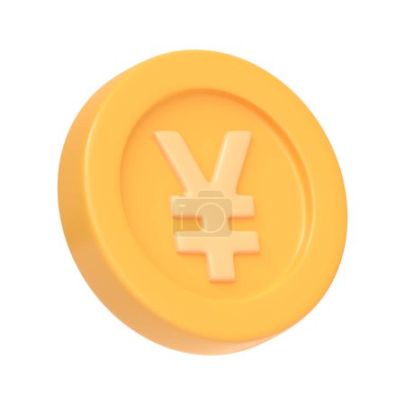 Foto de Moneda dorada con signo de yen aislado sobre fondo blanco. Icono 3D, signo y símbolo. Estilo minimalista de dibujos animados. Ilustración de representación 3D - Imagen libre de derechos