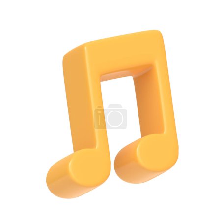 Photo for Music yellow note isolated on white background. 3D icon, sign and symbol. Cartoon minimal style. 3D Rendering Illustration - Royalty Free Image