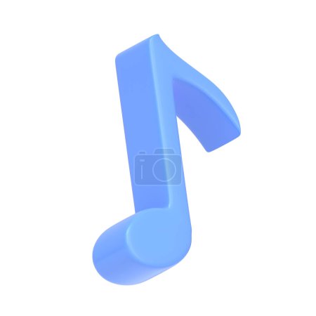 Photo for Music blue note isolated on white background. 3D icon, sign and symbol. Cartoon minimal style. 3D Rendering Illustration - Royalty Free Image