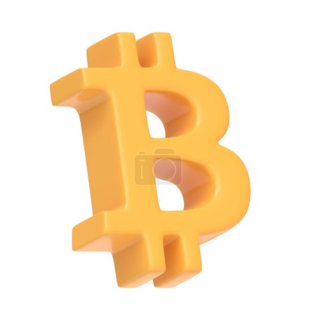 Photo for Yellow bitcoin sign isolated on white background. 3D icon, sign and symbol. Cartoon minimal style. 3D Rendering Illustration - Royalty Free Image