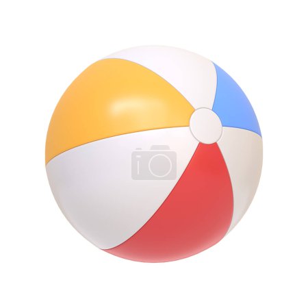Photo for Beach ball isolated on white background. 3D icon, sign and symbol. Cartoon minimal style. 3D Rendering Illustration - Royalty Free Image