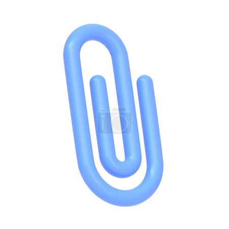 Foto de Clip de papel azul aislado sobre fondo blanco. Icono 3D, signo y símbolo. Estilo minimalista de dibujos animados. Ilustración de representación 3D - Imagen libre de derechos