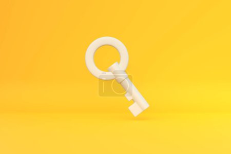 Photo for Chest key on a yellow background. 3d rendering illustration - Royalty Free Image