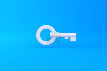 Photo for Chest key on a blue background. 3d rendering illustration - Royalty Free Image