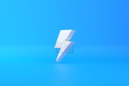 Photo for White Lightning bolt icon on blue background. Flash icon. Charge flash icon. Thunder bolt. Lighting strike. Minimalism concept. 3D rendering illustration - Royalty Free Image