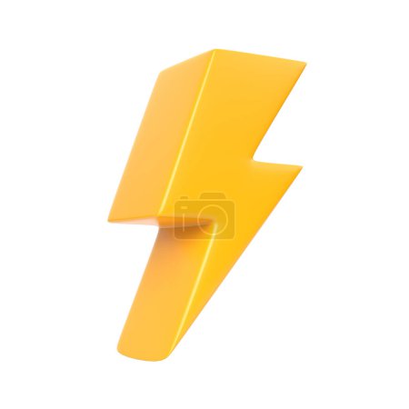 Photo for Yellow Lightning bolt icon isolated on white background. Flash icon. Charge flash icon. Thunder bolt. Lighting strike. Minimalism concept. 3D rendering illustration - Royalty Free Image