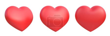 Téléchargez les photos : Ensemble de cœurs rouges isolés sur fond blanc. Comme un signe. rendu 3D, illustration 3D - en image libre de droit