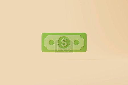 Foto de Simple dólar estadounidense sobre fondo beige. Efectivo. Dinero y concepto de pago. Ilustración de renderizado 3d minimalista - Imagen libre de derechos