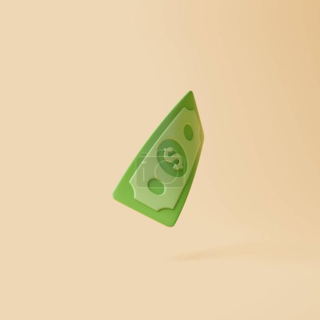 Photo for One US dollar floating on beige background. Money and payment concept. Minimalist 3d render illustration - Royalty Free Image
