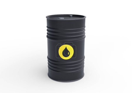 Foto de Barril negro de petróleo sobre fondo blanco. Ilustración de representación 3D - Imagen libre de derechos