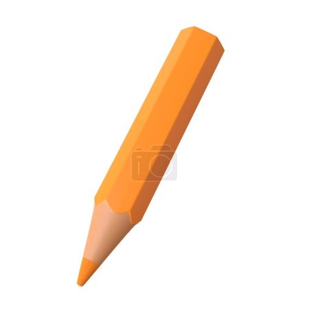 Photo for Orange pencil isolated on white background. 3d render illustration - Royalty Free Image